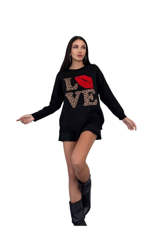 LOVE  Sweatshirt -Standart tek Ebat