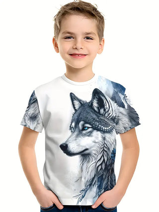 Men 3D Wolf Kids T-Shirt Cotton